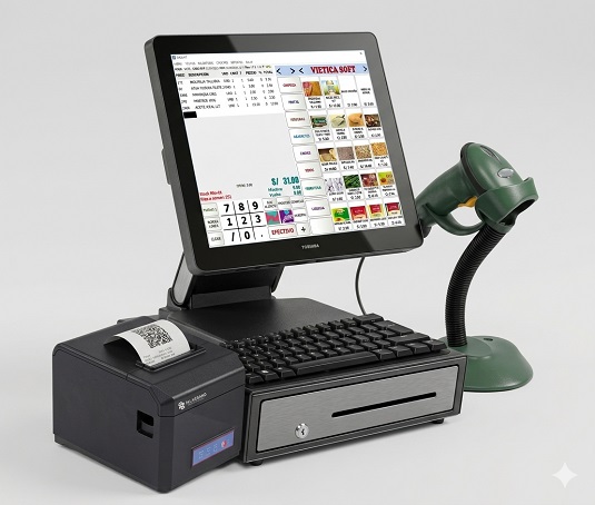 Combo POS tactil con pantalla, lector, impresora y gaveta